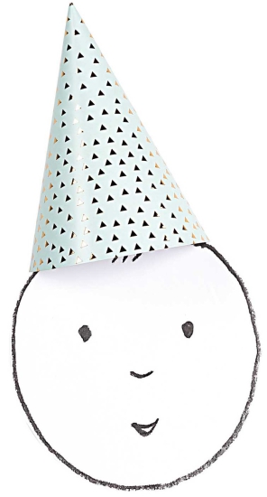 YEY! Let's Party - 8 Partyhüte mit  grafischem Muster - 20cm