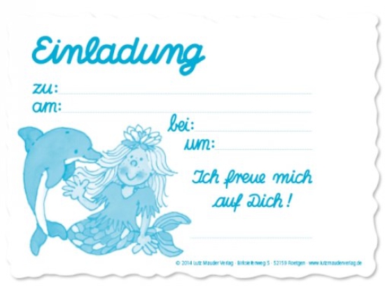8 Einladungskarten - Lutz Mauder - Sina Seestern - Meerjungfrau - inklusive Umschläge - Papier