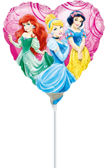 Folienballon am Stab - luftgefüllt - Disney - Princess - Herz