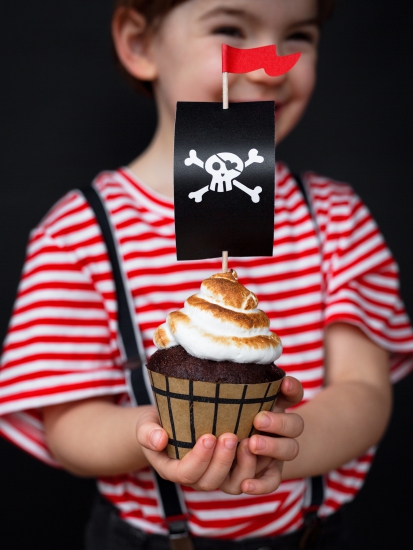 Piraten - Tortendeko - Muffin - Cupcake - Set aus Kraftpapier - 12-teilig