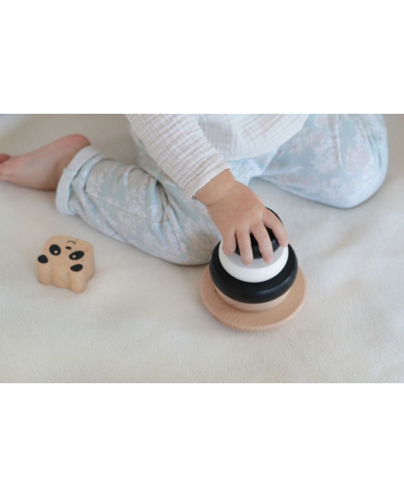 Label Label - Holz - Steckspiel - Balance - Panda - schwarz und weiß- personalisierbar - Name - Zur Taufe