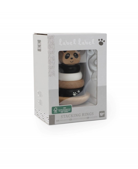 Label Label - Holz - Steckspiel - Balance - Panda - schwarz und weiß- personalisierbar - Name - Zur Taufe