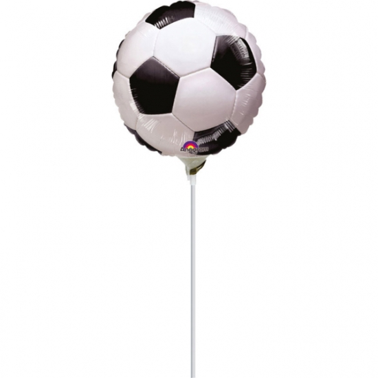 Folienballon am Stab - luftgefüllt - Soccer - Fußball - 22,8 cm