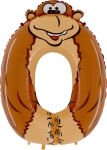 Folienballon Riesenzahl Tierform "0", Gorilla 102 cm